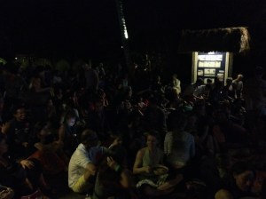 A nice crowd gathered to see the movie