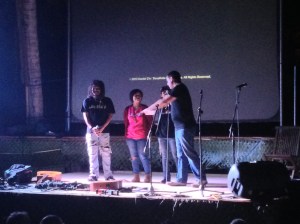 The three Buskers and the movie director