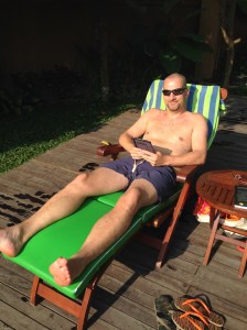 Relaxing by the pool