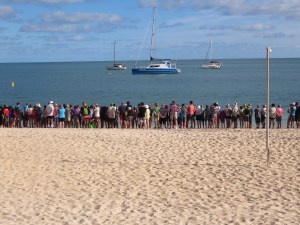 Lot more people for dolphin feeding