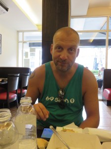 French cafe, mark the French looking smug face for the occasion