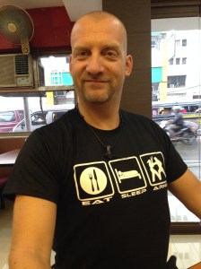 Enjoying a cup of coffee before training. And not to mention the free glass of tea that was served with the coffee!?!?