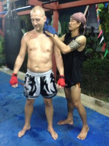 Rubbed down after the ice water shower