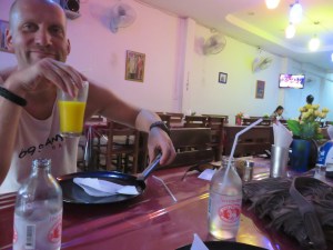 Waiting for food at a not so charmy Indian restaurant.