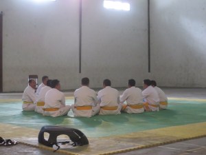 Referee meeting before it all starts. Bagus is number three from the rigth